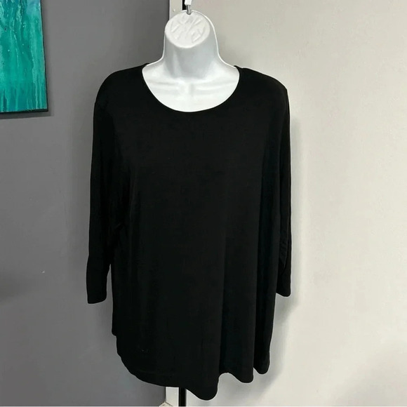 J Jill Top Women's 1X  Black Wearever Collection Pull Over Slinky Staple Stretch - Picture 1 of 8